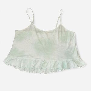 American Eagle Green Tie Die Ruffle Hem Cropped Tank